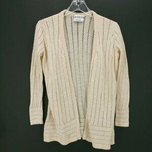 Vintage Adolfo New York Cream Open Front Knit Cardigan Size S/M